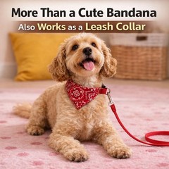 4 PCS Medium Dog Bandana Collar Set Adjustable Cotton Buckle Neck Scarf Pet
