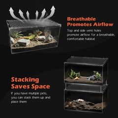 Escape Proof Reptile Terrarium,Shatter Proof Polycarbonate Tarantula Tank wit…