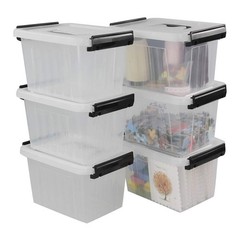 Small Plastic Storage Box, 6-Pack 3 Liter Storage Bins with Lid 3 L