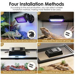 Adjustable UVB Reptile Light, UVB 1.0-10.0 Dimmable LED, Inside-Tank Suction …