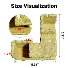 90 Corner 5.3×5.3×2.8 Inch Fish Cave Viewing Tunnel Hideout For Aquarium
