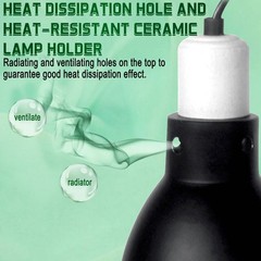 5.5 Inch Deep Dome Reptile Heat Lamp Fixture for UVB UVA Basking Light Tank