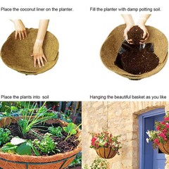 Coco Liners for Planters 16 Inch 4PCS Round Shape Coco Liner Coir Fiber Repla…