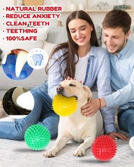 4 Pack 4.5” Heavy Duty Squeaky Dog for Medium Large Dogs, Spikey Dog Toys for…