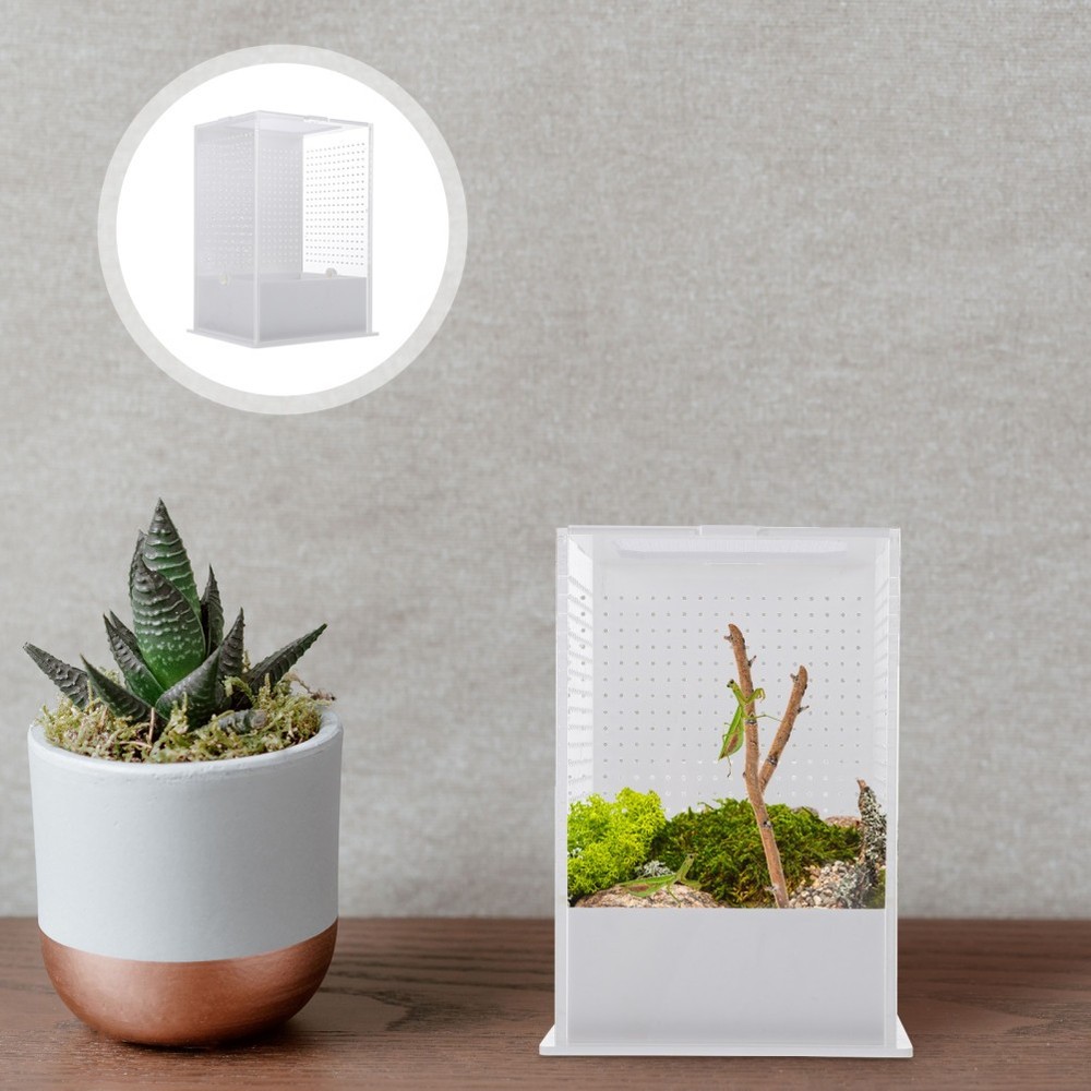 1Pcs White Acrylic Insect Breeding Box Reusable Mantis Storage Container