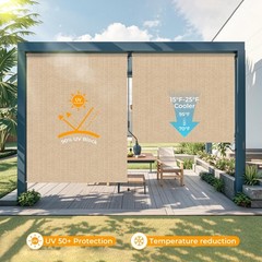 HOMEDEMO Outdoor Roller Shades for Patio, 8’W x 8′ H Roll up Shade for Outsid…