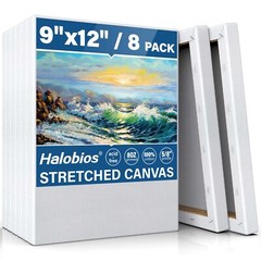 Stretched Canvases for Painting, 8 Packs 9X12 Inch Canvases for Acrylics,Oils…