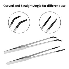 Novery 2PCS Stainless Steel Reptile Feeding Tongs with Rubber Tip, Silver