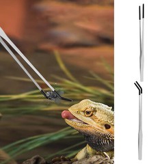 Rubber Tip Reptile Feeding Aquarium Tongs Tweezer Stainless Steel Bearded Tongs