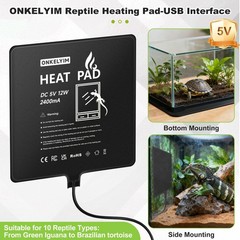 USB Reptile Heat Pad, 6″X8″ 8W Heat Mat for Reptiles, Reptile Heating Pad Und…