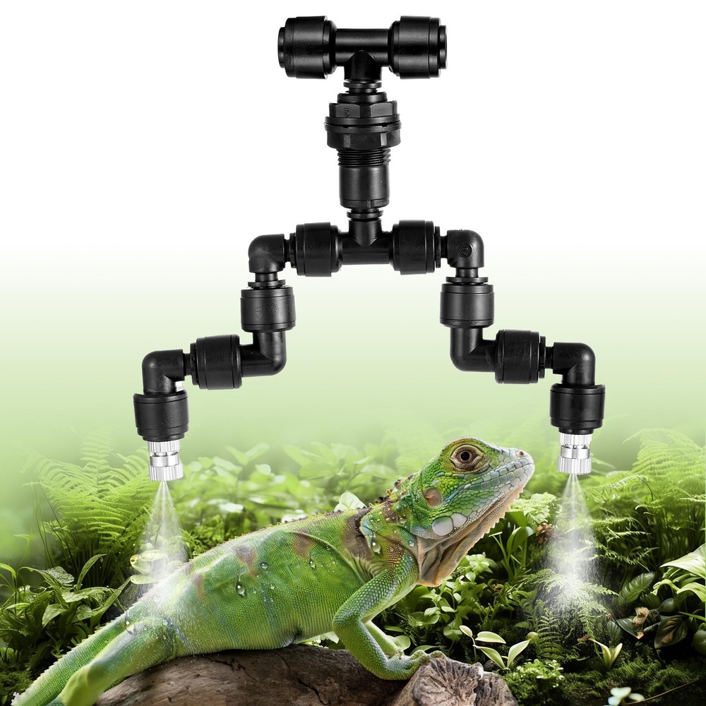 13 Pack 1/4″ Dual-Head Reptile Mister System Reptile Mister Nozzle Kit,360 De…
