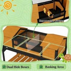 Large Wooden Turtle Cage Tortoise House 48 Inch with Lamp Holder Indoor