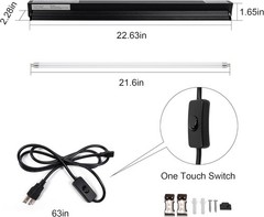 UVB Reptile Light Kit, 24W T5 Lamp Fixture and 5.0 UVB Tube Combo, Linear Lig…