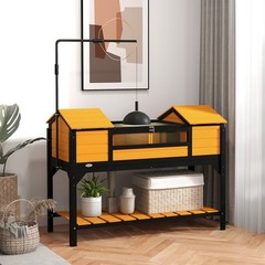 Tortoise Habitat Enclosure w/ Lamp Holder Storage Shelf Dual Houses Openable Lid