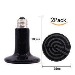 2 Pack 150W Ceramic Heat Emitter Reptile Heat Bulbs for Amphibian Chicken Dog