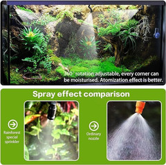Reptile Fogger Mist Sprinklers,360°Adjustable Misting Nozzles Reptile Mister Noz