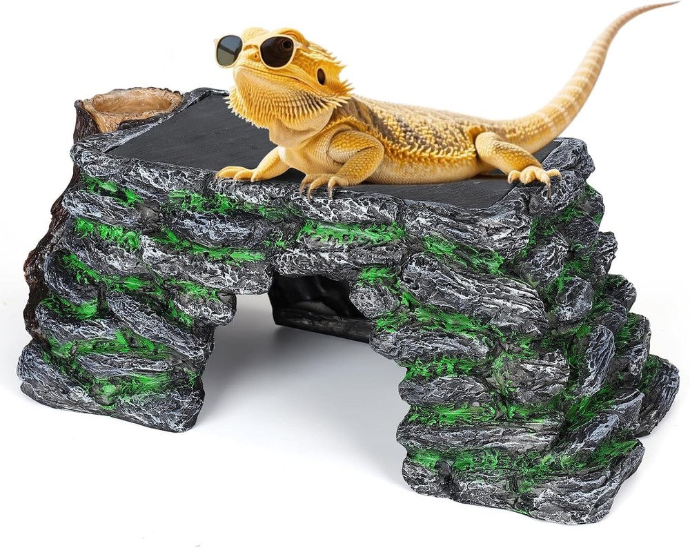 3 in 1 Large Bearded Dragon Basking Platform 13.4×7.1×5.3 in Scape Step Ledge
