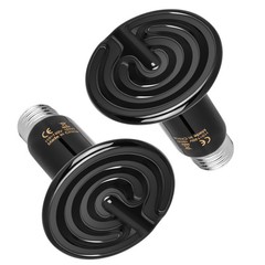 2 Pack 150W Ceramic Heat Emitter Reptile Heat Lamp No Light Emitting Heat Bulbs