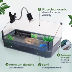 Large Turtle Tank Kit for Aquatic Turtles – Complete Starter Habitat with Filter