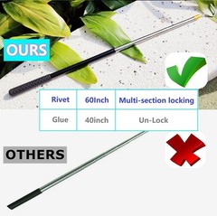 Bytcew 61″ Snake Hook Reptile Catcher Stick Pole, Handling Silver white