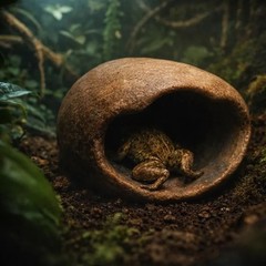 Hide Cave for Mini Frogs, Natural Stone Frog Hide, Terrarium Cave Shelter, Small