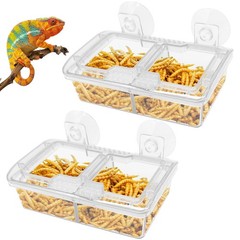 Transparent Reptile Feeder with Suction Cup Separated Double Compartments Cha…