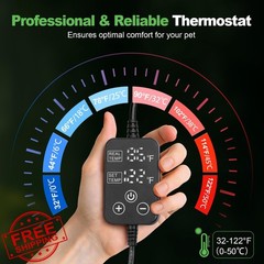 Reptile Heating Pad with Internal SensorandThermostat, 8″ x 18″ 24W Under Tan…