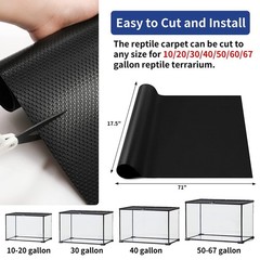 Bearded Dragon Tank Accessories, Reptile Carpet Bedding, 18×72″ Black