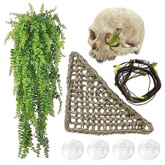 Bearded Dragon Skull Hide Decor,Reptile Natural Seagrass Hammock Lizard Loung…