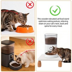 Wooden Elevated Cat Food Stand, 3.2″ Raised Cat Food Table, Pet Feeding Table…
