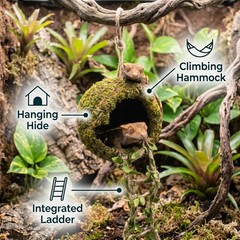 Reptile Hide Climbing Ladder Crested Gecko Tank Accessories Decor (71 chars)