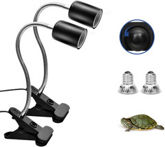 2 Pack Reptile Heat Lamps with 360° Rotatable Clips, UVA + UVB Spectrum for Terr
