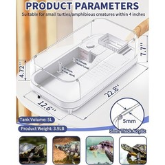 Multi-Level Turtle Tank W/ Acrylic Fences Easy Clean Reptile Habitat Accessories