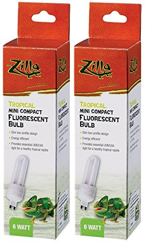 Zilla Mini Heat UVB Light Bulbs Energy Efficient Compact Design 2 Count