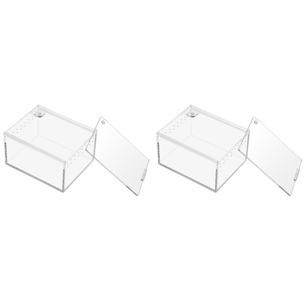 2 Pieces Reptile Container Transparent Enclosure Lizard Aquarium