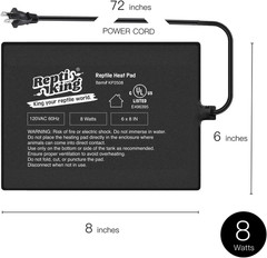 Reptile Heat Pad, 6″ X 8″ 8W, Heating Pad for Reptile Tank, Lizard, Snake, Beard