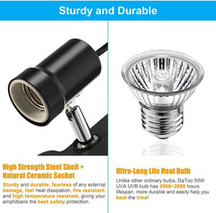 Reptile Heat Lamp Rotatable Turtle Heating Light with 50W UVA UVB Heat Bulb Simu