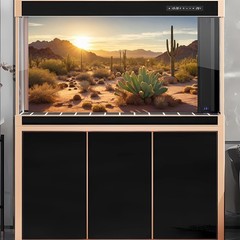 2 Packs Desert Mountain Reptile Tank Background Sunset Desert Gobi Cacti Sand…