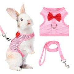 Rabbit Harness and Leash Small Pet Cute Vest Harness Leash S Pink