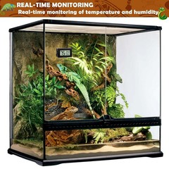 Reptile Thermometer and Humidity Gauge,2PCS Digital 2PCS Rectangular, Black