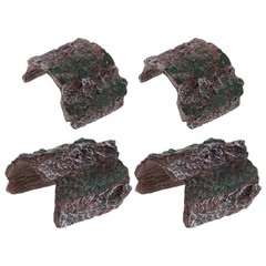 4Pcs Reptile Hideout Cave with Realistic Bark Design for Lizard Snake Tank Decor