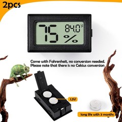 BSRESIN 2 PCS Rectangle Reptile Thermometer and Humidity Black