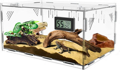 Reptile Terrariums, with Temperature Hygrometer, 15.7″X9.9″X7.1″Acrylic Reptile