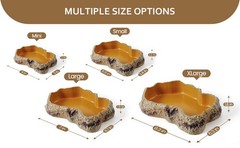 Reptile Food Water Resin Rock Bowls Lizard Gecko Worm Feeding Dish Mini