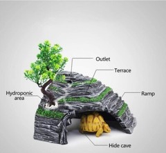 Reptile Hideout Caves Turtle Ramp Basking Platform Habitat Shelter Decor Humidif