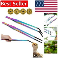2 Pack 15-Inch Aquarium Tongs with Rubber Tips – Ideal for Reptile Feeding