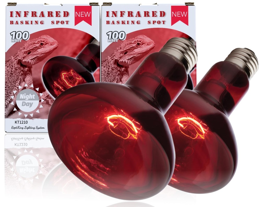Red Basking Bulb for Reptiles, 2 Pack 100W Upgraded Infrared Basking Spot, Re…
