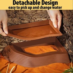3PCS Tortoise Water Bowl Set with Ramp & Leaf – Reptile Bathing Pool & Food Dish