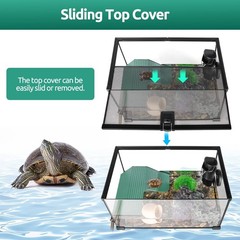 Oiibo Glass Turtle Tank Kit, 10 Gallon 20″ x 12″ x 10″ Turtle Tank Starter Ki…