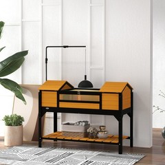 Tortoise Habitat Enclosure w/ Lamp Holder Storage Shelf Dual Houses Openable Lid